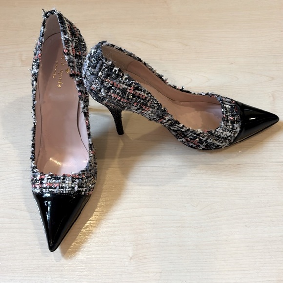 Kate Spade Lacy Black Multi Tweed Heels Pump Sz. 8.5 - Picture 1 of 5